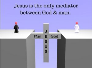 Illustration of Jesus as the bridge between God and man, symbolizing His role as the only mediator, based on 1 Timothy 2:5