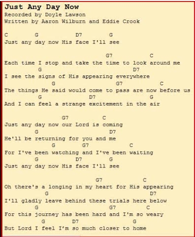 Just Any Day Now (Lyrics and Chords)