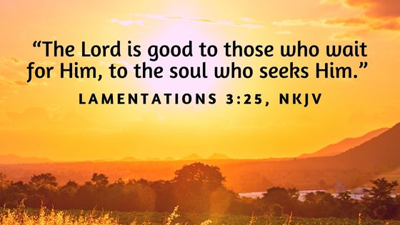 The Lord is good to those who wait for Him, to the soul who seeks Him.